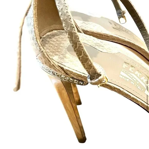 🔥 Ferragamo heels. Open toe. Brand new with crystal and gold metallic heels. - Picture 4 of 7
